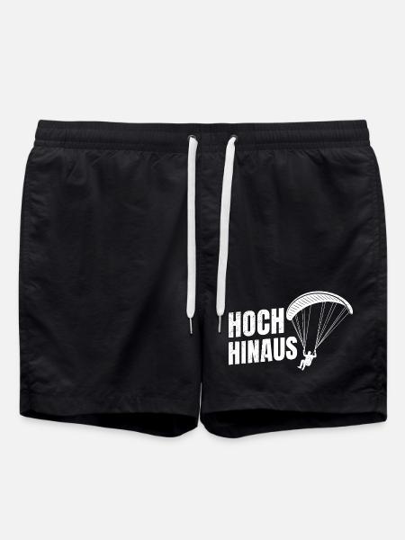Paraglider Gift HIGH UP FUNNY - Swim Trunks - black