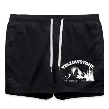 Randonnée dans le parc national de Yellowstone - Short de bain - noir - Devant - AI Model Male 185 light (185cm)
