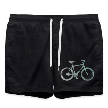 Bicycle in minimalist watercolor - Swim Trunks - black - Front - AI Model Male 185 light (185cm)