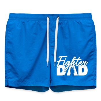 Fighter Dad White Silhouette Bold Slogan Art - Swim Trunks - cobalt blue - Front