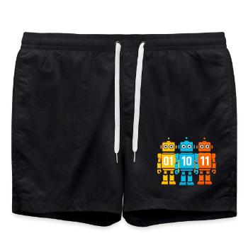 Robot 01 10 11 – Binary Sci-Fi Design - Swim Trunks - black - Front - AI Model Male 185 light (185cm)