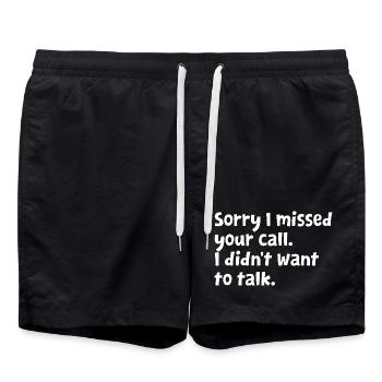Introvertiert – Lustiges Introvertiert-Design – Sarkastisch - Badeshorts - Schwarz - Vorne - AI Model Male 185 light (185cm)