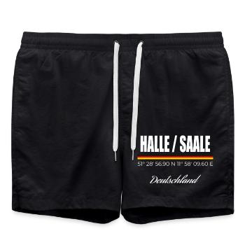 Halle / Saale - Badeshorts - Schwarz - Vorne - AI Model Male 185 light (185cm)