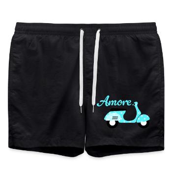 Roller Amore Italien Vintage Retro Dots Punkte Fan - Badeshorts - Schwarz - Vorne - AI Model Male 185 light (185cm)