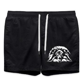 Sheltie "Black Edition" - Badeshorts - Schwarz - Vorne - AI Model Male 185 light (185cm)