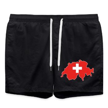 Carte du drapeau suisse - Short de bain - noir - Devant - AI Model Male 185 light (185cm)