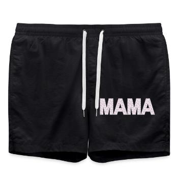 Mama Blüten Typografie - Badeshorts - Schwarz - Vorne - AI Model Male 185 light (185cm)