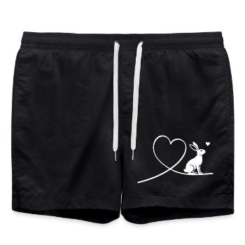 Silhouette de lapin avec cœur minimaliste - Short de bain - noir - Devant - AI Model Male 185 light (185cm)