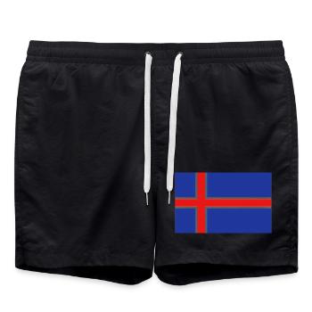 Isländische Flagge - Badeshorts - Schwarz - Vorne - AI Model Male 185 light (185cm)