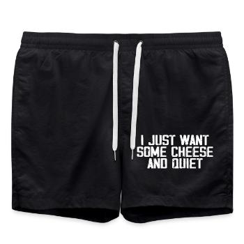 I Just Want Some Cheese and Quiet | Funny Cheezy - Swim Trunks - black - Front - AI Model Male 185 light (185cm)
