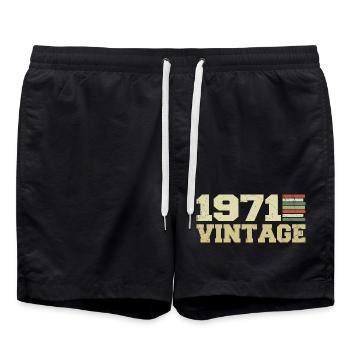 1971 Birthday Gift 1971 Vintage 1971 Gift - Swim Trunks - black - Front - AI Model Male 185 light (185cm)