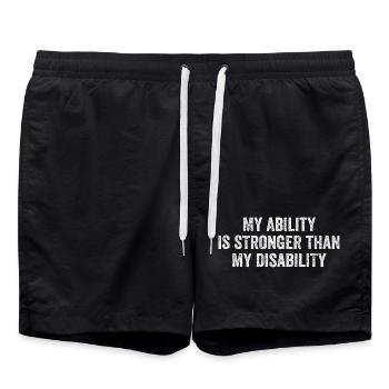 My Ability Is Stronger Than My Disability - Swim Trunks - black - Front - AI Model Male 185 light (185cm)