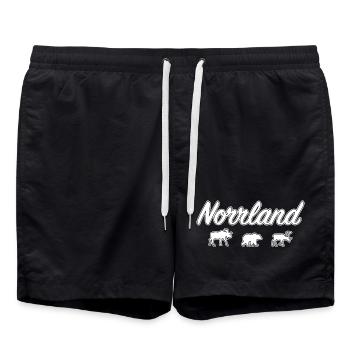 Norrland Lettering Silhouettes Sweden Region - Swim Trunks - black - Front - AI Model Male 185 light (185cm)
