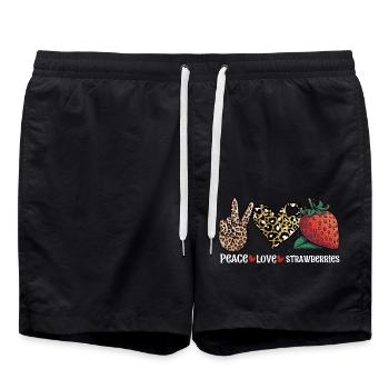 Peace Love Strawberry - Good Time Fruits Heart - Short de bain - noir - Devant - AI Model Male 185 light (185cm)