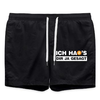 Bitcoin Ich hab's dir ja gesagt B lustige Sprüche - Badeshorts - Schwarz - Vorne - AI Model Male 185 light (185cm)