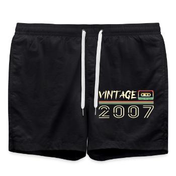 2007 Original 2007 Retro Geburtstagsgeschenk 2007 - Badeshorts - Schwarz - Vorne - AI Model Male 185 light (185cm)