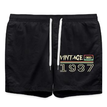 1987 Original 1987 Retro Geburtstagsgeschenk 1987 - Badeshorts - Schwarz - Vorne - AI Model Male 185 light (185cm)