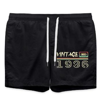 1986 Original 1986 Retro 1986 Birthday Gift - Swim Trunks - black - Front - AI Model Male 185 light (185cm)