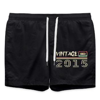 2015 Original 2015 Retro Geburtstagsgeschenk 2015 - Badeshorts - Schwarz - Vorne - AI Model Male 185 light (185cm)