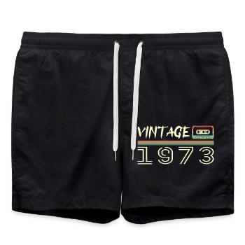 1973 Original 1973 Retro Geschenk Geburtstag 1973 - Badeshorts - Schwarz - Vorne - AI Model Male 185 light (185cm)