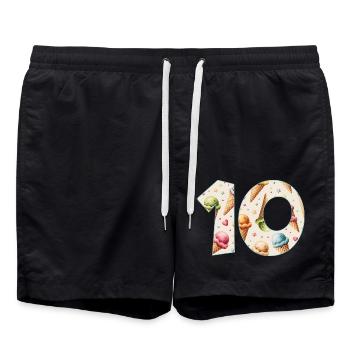 CREAM NUMBER 10 YEARS CREAM 10TH BIRTHDAY - Swim Trunks - black - Front - AI Model Male 185 light (185cm)