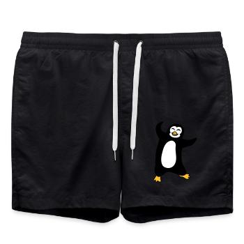 pingouin dansant heureux heureux oiseau sautant - Short de bain - noir - Devant - AI Model Male 185 light (185cm)