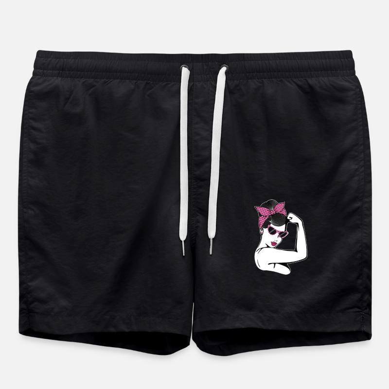 Retro Rockabilly Girl Cadeau - Short de bain - noir