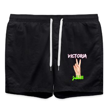 Siegeszeichen auf Arabisch und Spanisch - Badeshorts - Schwarz - Vorne - AI Model Male 185 light (185cm)