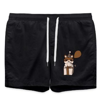 Célébrez l’anniversaire Hamster Comic - Short de bain - noir - Devant - AI Model Male 185 light (185cm)