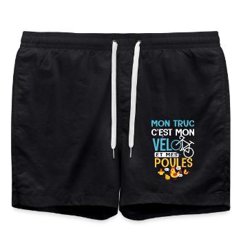 Vélo Mon truc c est mon velo et mes poules velo - Short de bain - noir - Devant - AI Model Male 185 light (185cm)