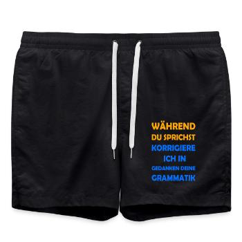 Während du sprichst korrigiere ich deine Grammatik - Badeshorts - Schwarz - Vorne - AI Model Male 185 light (185cm)