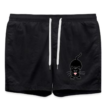 black cat - Swim Trunks - black - Front - AI Model Male 185 light (185cm)