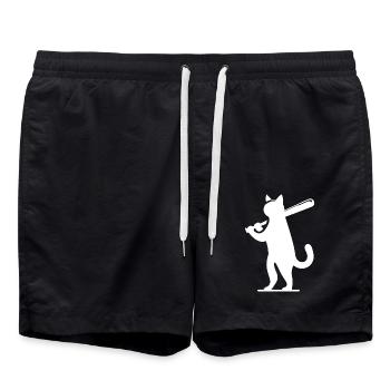 Silhouette minimaliste de joueur de baseball chat - Short de bain - noir - Devant - AI Model Male 185 light (185cm)
