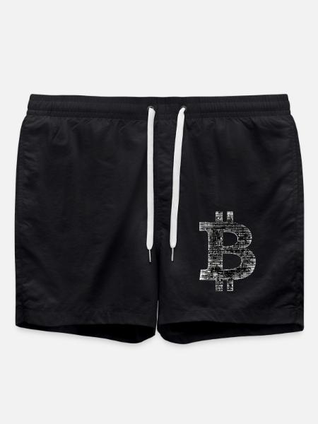 Bitcoin Logo Digital Silhouette Icon - Swim Trunks - black