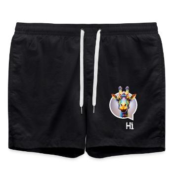 Giraffe diversity CSD regenbogen 3D spruch balloon - Badeshorts - Schwarz - Vorne - AI Model Male 185 light (185cm)
