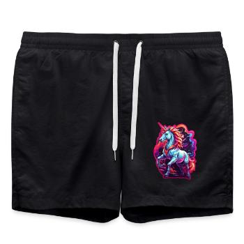Einhorn - Badeshorts - Schwarz - Vorne - AI Model Male 185 light (185cm)