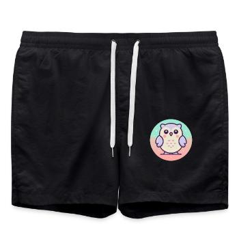 Eule - Badeshorts - Schwarz - Vorne - AI Model Male 185 light (185cm)