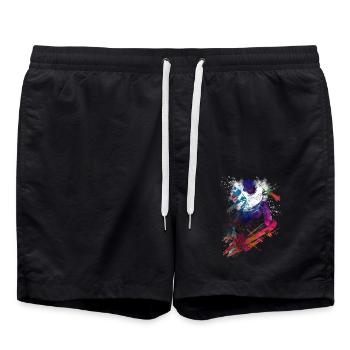 Skateboard sport art #skate #skateboard #sport - Swim Trunks - black - Front - AI Model Male 185 light (185cm)