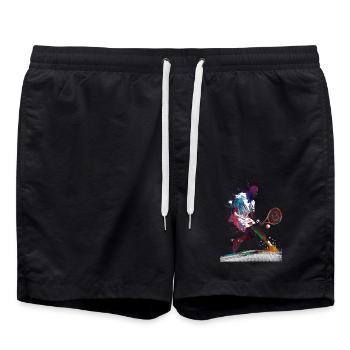 Tennissport Kunst - Badeshorts - Schwarz - Vorne - AI Model Male 185 light (185cm)