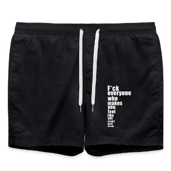 F*ck Everyone who makes you feel bad - Swim Trunks - black - Front - AI Model Male 185 light (185cm)