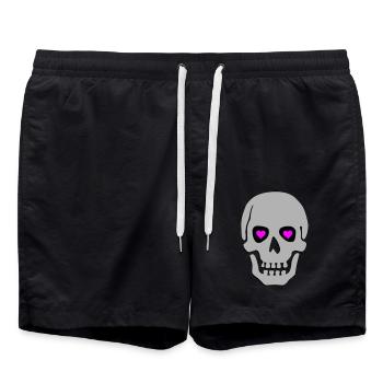 skull in love 02 - Badeshorts - Schwarz - Vorne - AI Model Male 185 light (185cm)