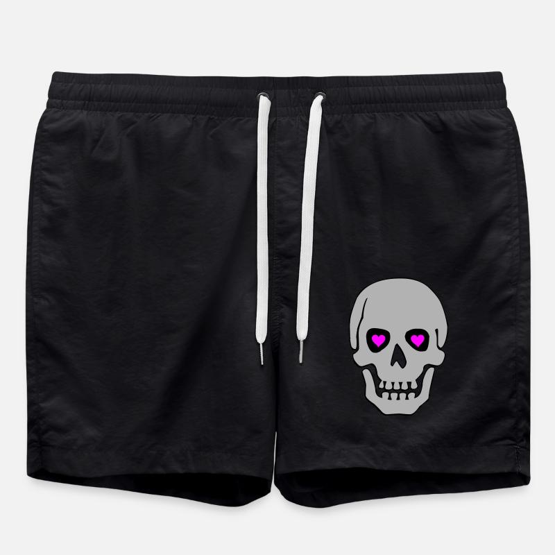 skull in love 02 - Swim Trunks - black