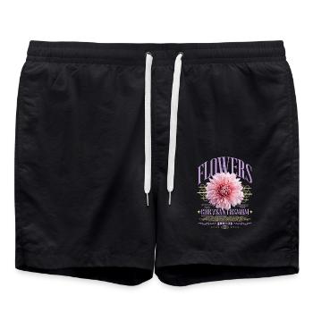 Chrysanthemum Chrysanthemums - Swim Trunks - black - Front - AI Model Male 185 light (185cm)