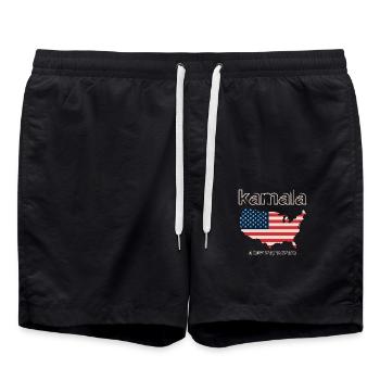 Kamala Harris & Tim Walz 2024 Chemise de soutien - Short de bain - noir - Devant - AI Model Male 185 light (185cm)