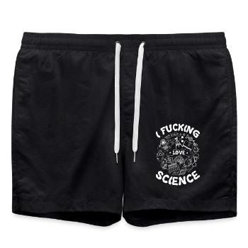 I Fucking Love Science - Badeshorts - Schwarz - Vorne - AI Model Male 185 light (185cm)