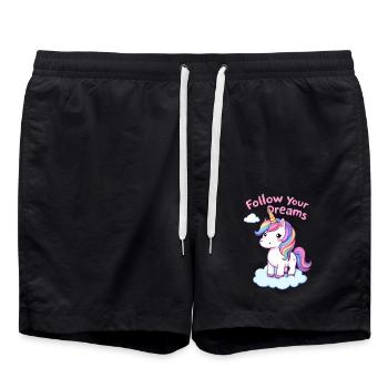 Follow Your Dreams Unicorn Inspiration - Swim Trunks - black - Front - AI Model Male 185 light (185cm)