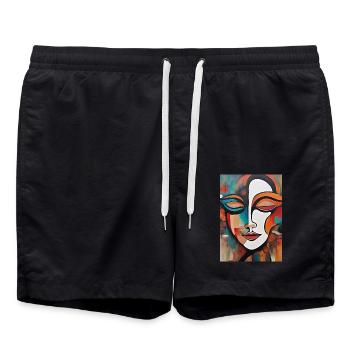 1 20240108 215148 0000Künstlerisches Gesicht - Badeshorts - Schwarz - Vorne - AI Model Male 185 light (185cm)