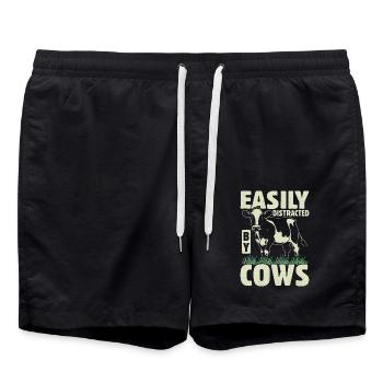 Kuhliebhaber Lustiger Bauer Zitat Kühe - Badeshorts - Schwarz - Vorne - AI Model Male 185 light (185cm)