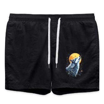 Wolf & Mond - Mystische Kunst - Badeshorts - Schwarz - Vorne - AI Model Male 185 light (185cm)
