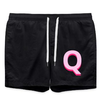 Lettre q rose pop et moderne - Short de bain - noir - Devant - AI Model Male 185 light (185cm)